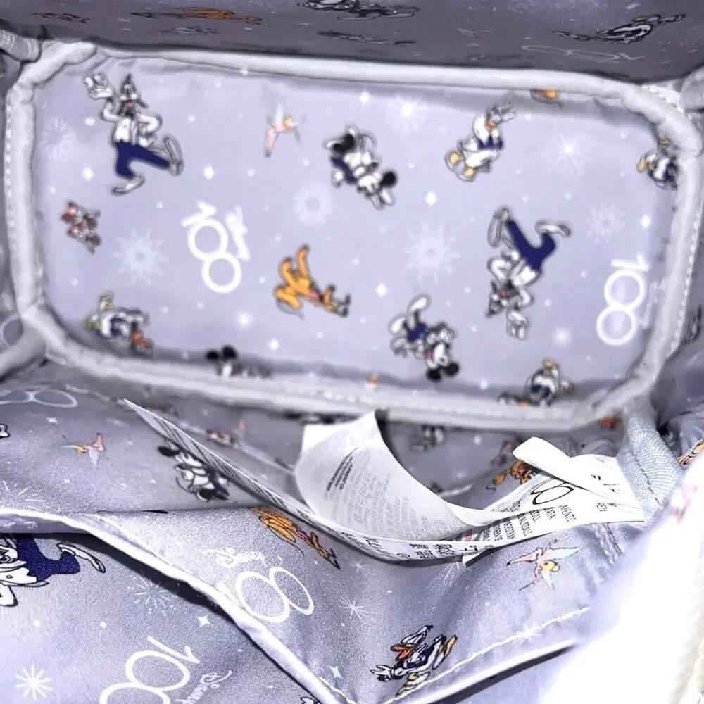 LOUNGEFLY DISNEY PARKS 100th ANNIVERSARY Backpack Bag Silver FAST SHIP 3085-1